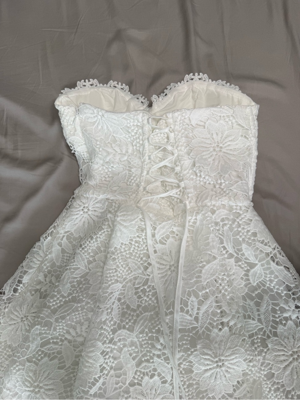 White Floral Lace Midi Dress with Corset - Picture 4 of 6